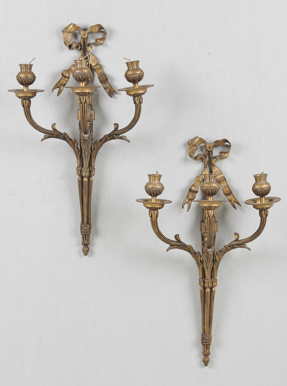 A Pair Of Large French Brass Wall Sconces