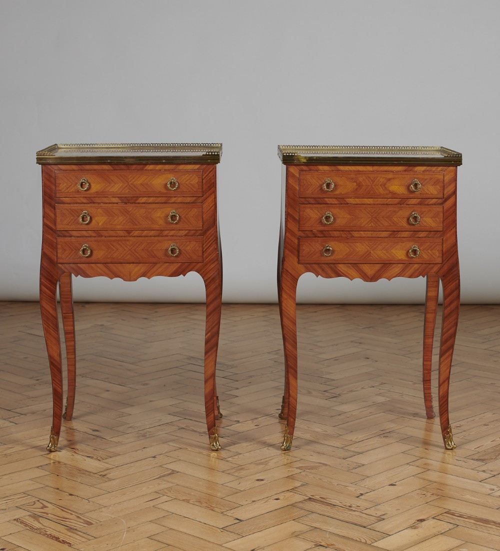 A Pair Of Large French Walnut Bedside Cabinets