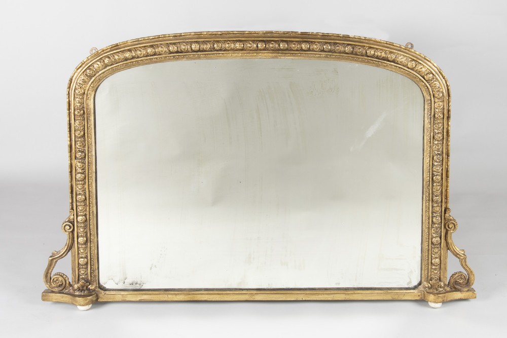 Victorian Gilt Large Arch Top Overmantle Mirror