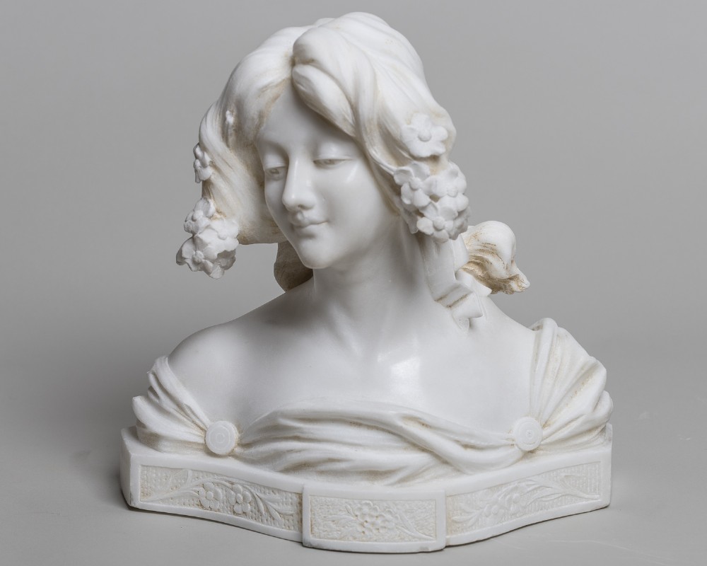 Stunning Italian Carved Marble Sculpture Of A Female.
