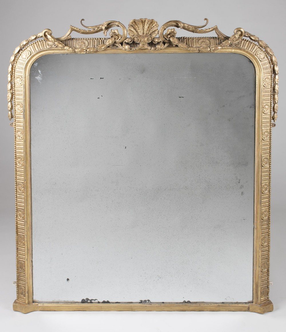 English Victorian Gilt Large Overmantle Mirror