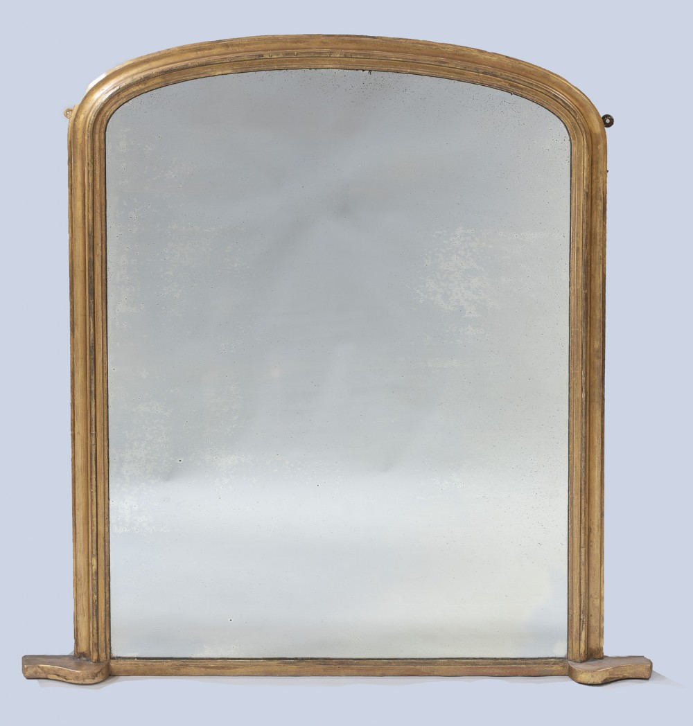 English Victorian Gilt  Arch Top Overmantle Overmantle Mirror