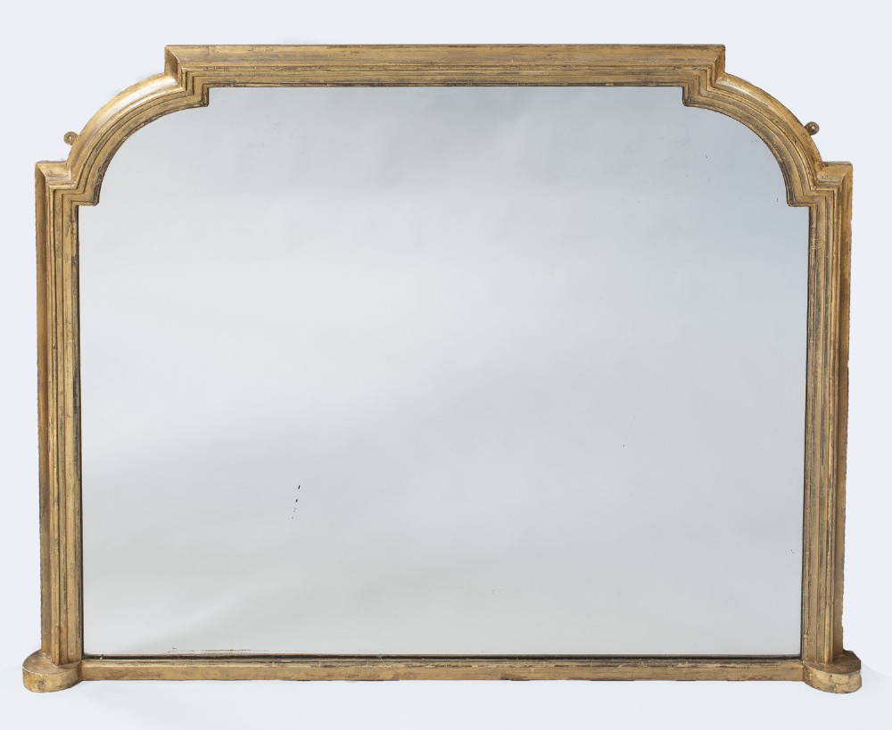 English Victorian Gilt Large Overmantle Mirror
