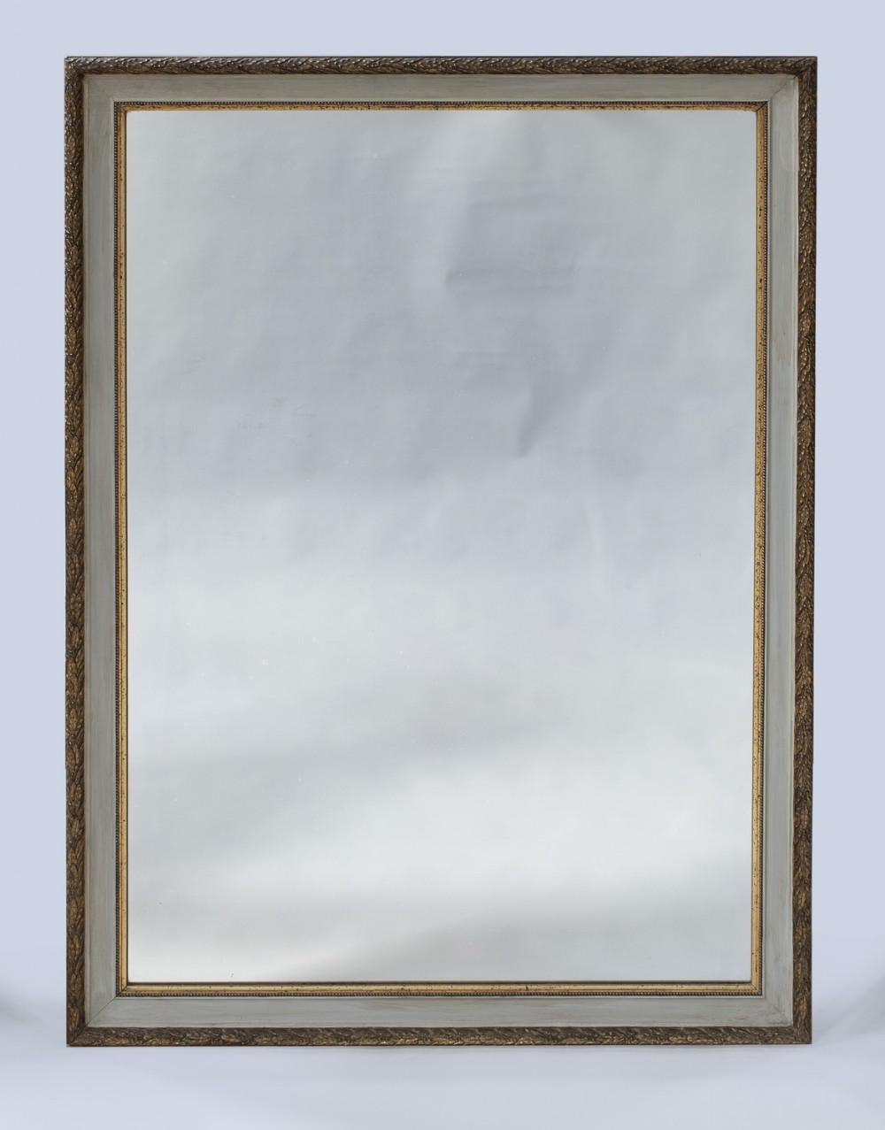  French Painted And Gilt Large Overmantle Mirror.