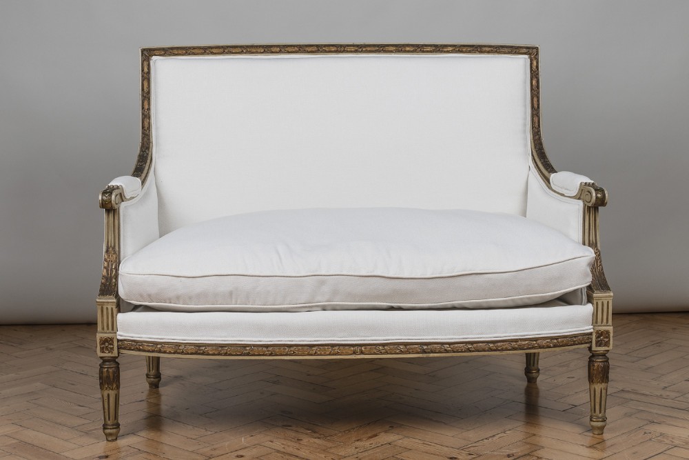  Large French Louis XV1 Style Painted Sofa