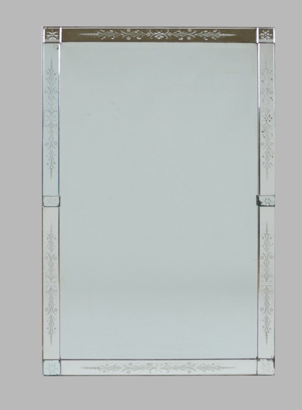 A Large Venetian Etched Glass Overmantle Mirror