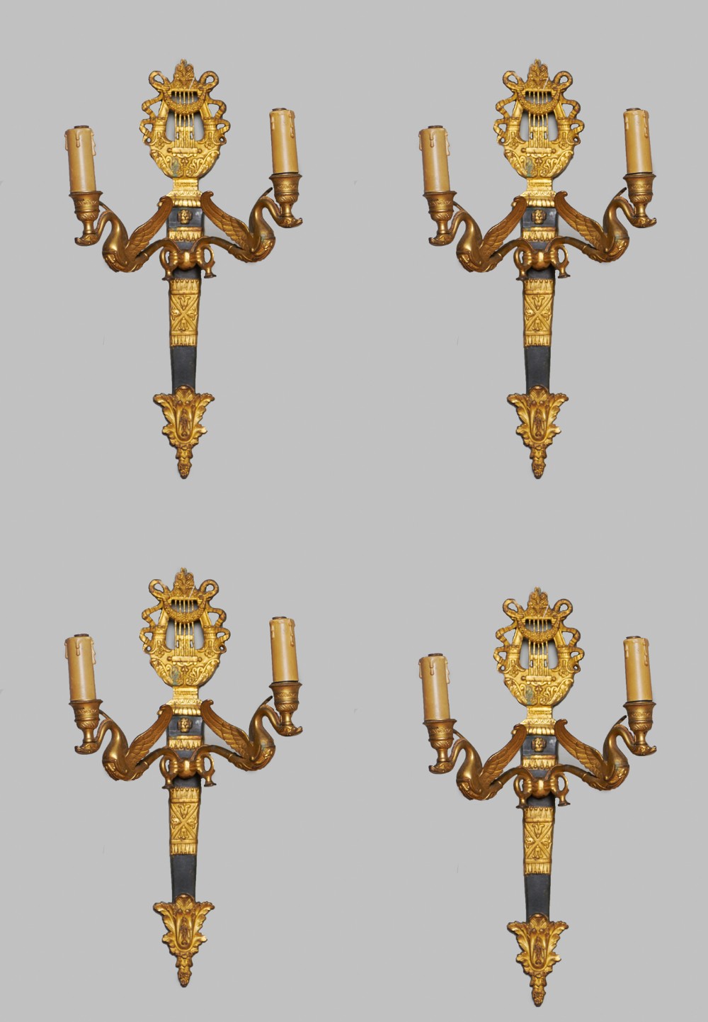 A Set Of Four French Empire Style Ormolu Wall Sconces