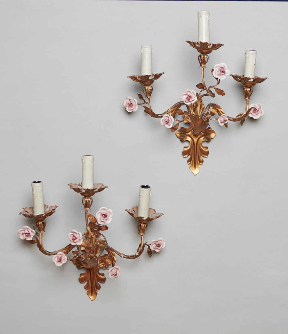 A Pair Of French Gilt Metal Wall Sconces