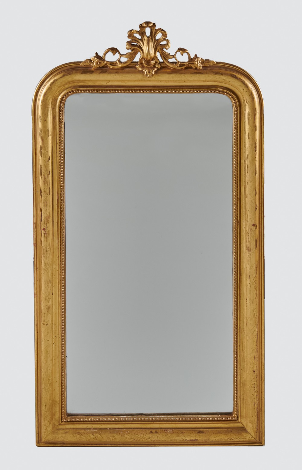 A Really Pretty 19th Century French Etched Gilt Overmantle Mirror