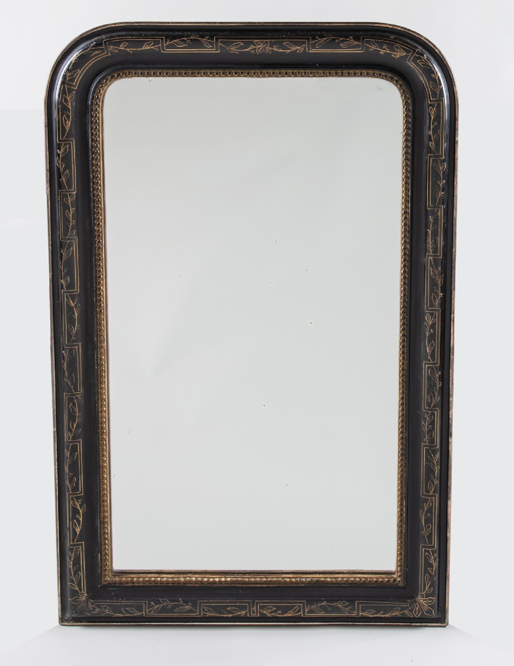 19th Century Large French Ebonised And Parcel Gilt  Overmantle Mirror.
