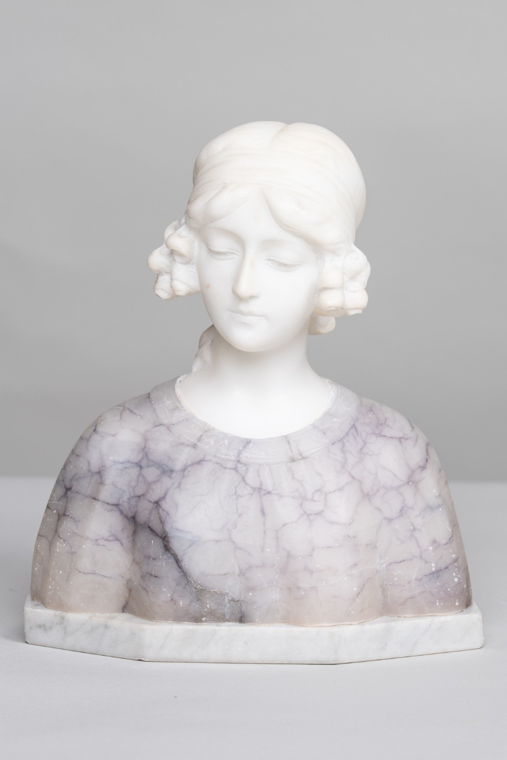 Belgium Carved Alabaster Sculpture Of A Female , signed G.V.Vaerenbergh