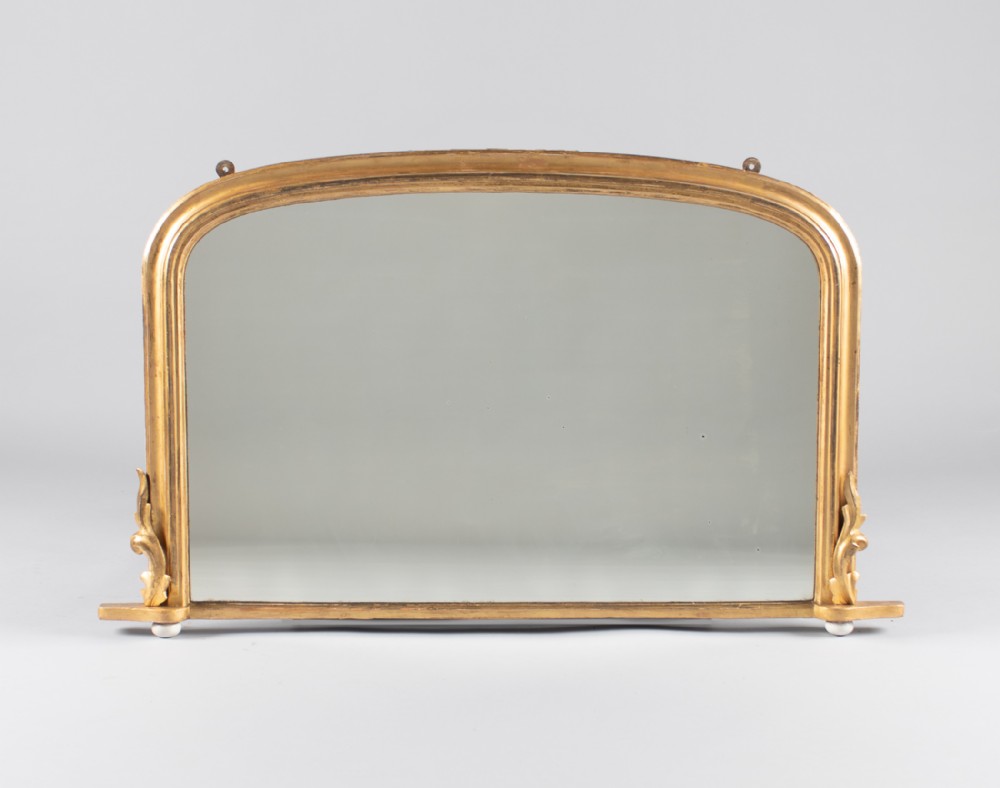 19th Century English Victorian Gilt Overmantle Mirror.