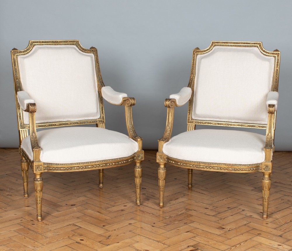 A Pair Of Large 19th Century French Gilt Armchairs
