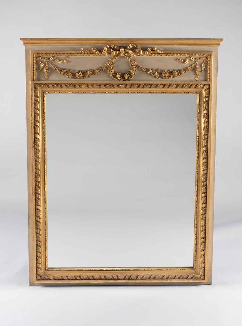  19th Century Large French Painted And Gilt Overmantle Mirror