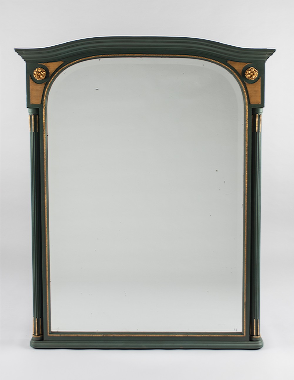 Large French Painted And Gilt Ormolu Overmantle Mirror