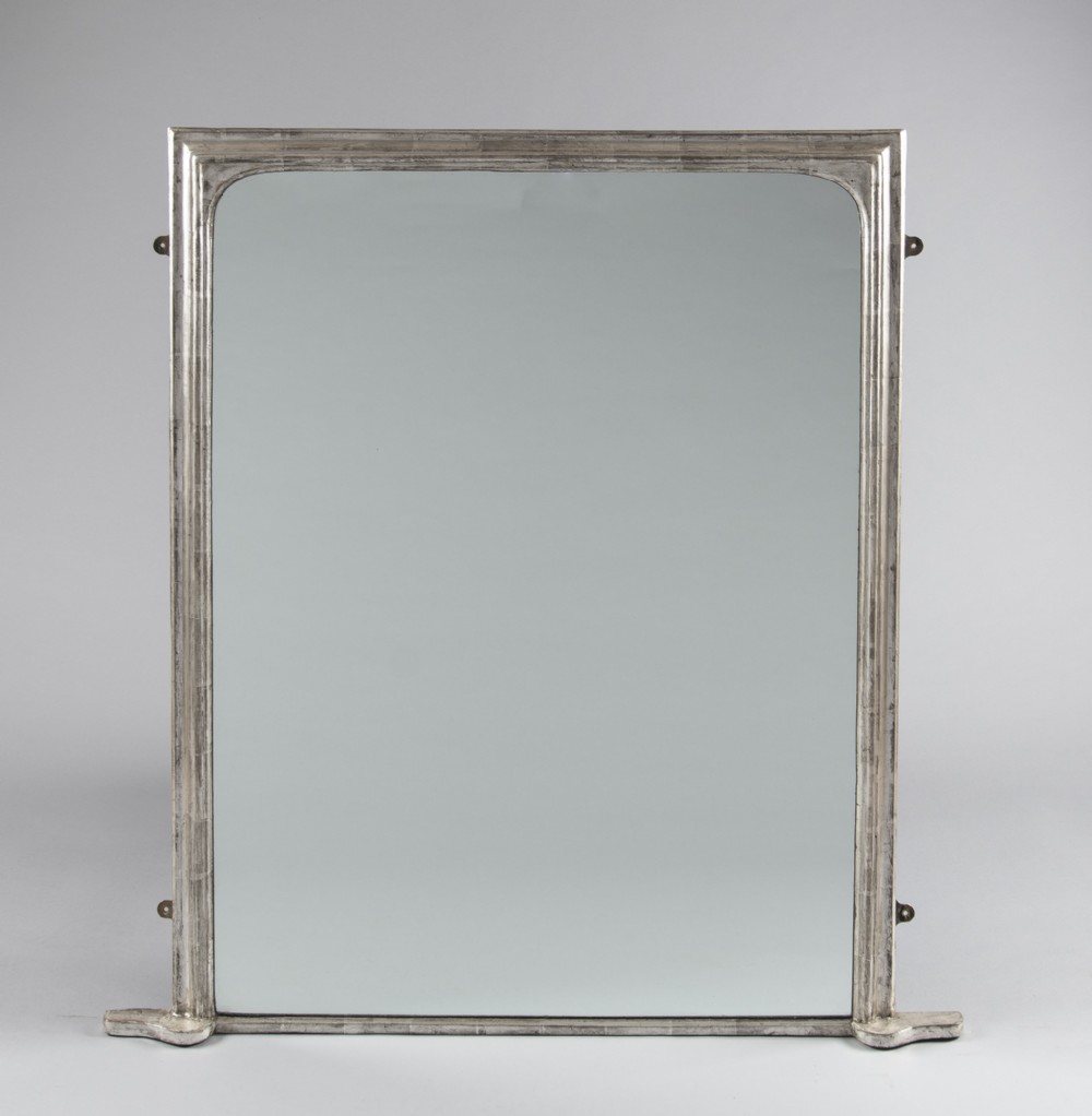 19th Century Large English Victorian Silvered overmantle Mirror