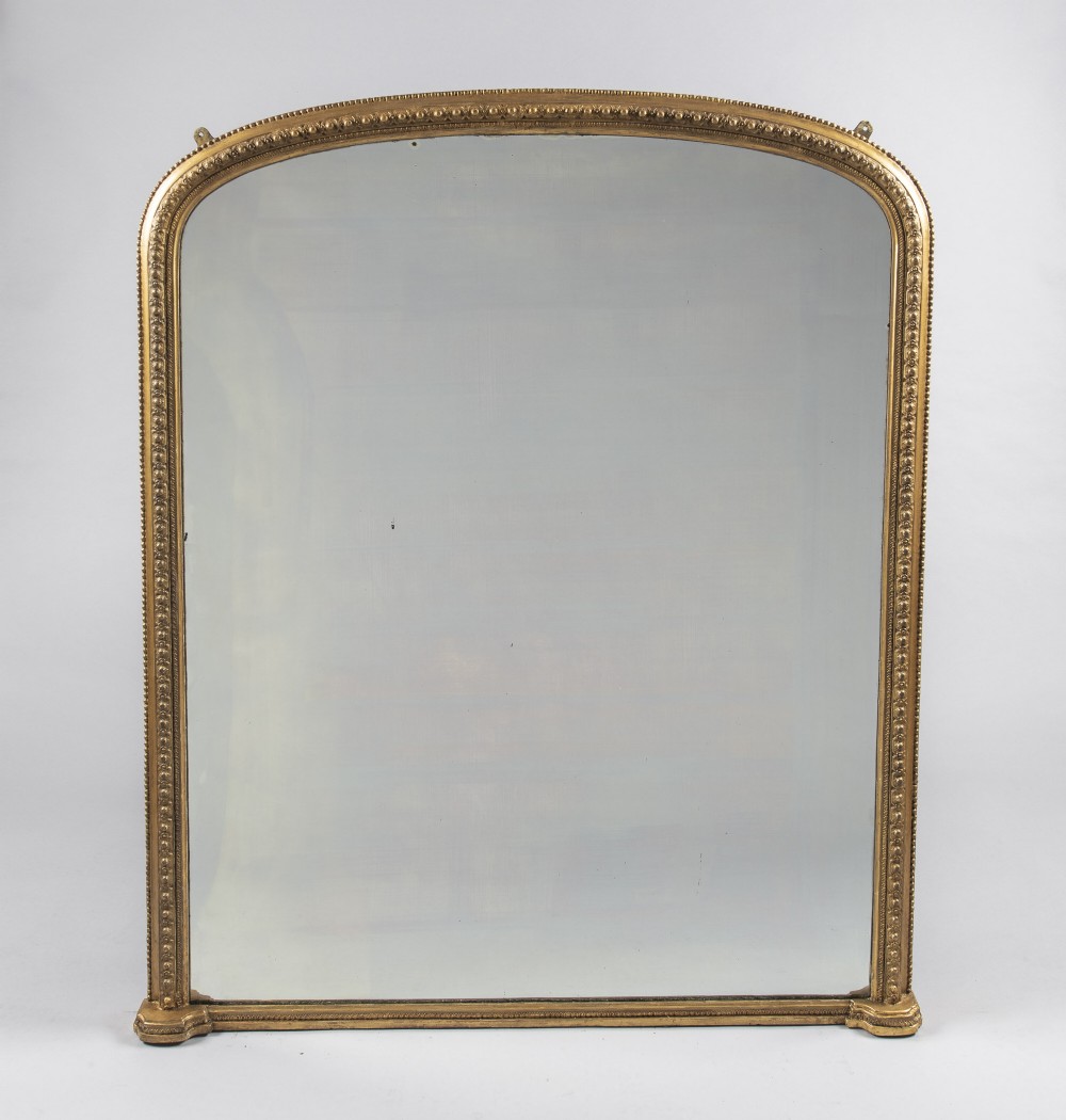 A Large 19th Century English Victorian Overmantle Mirror.