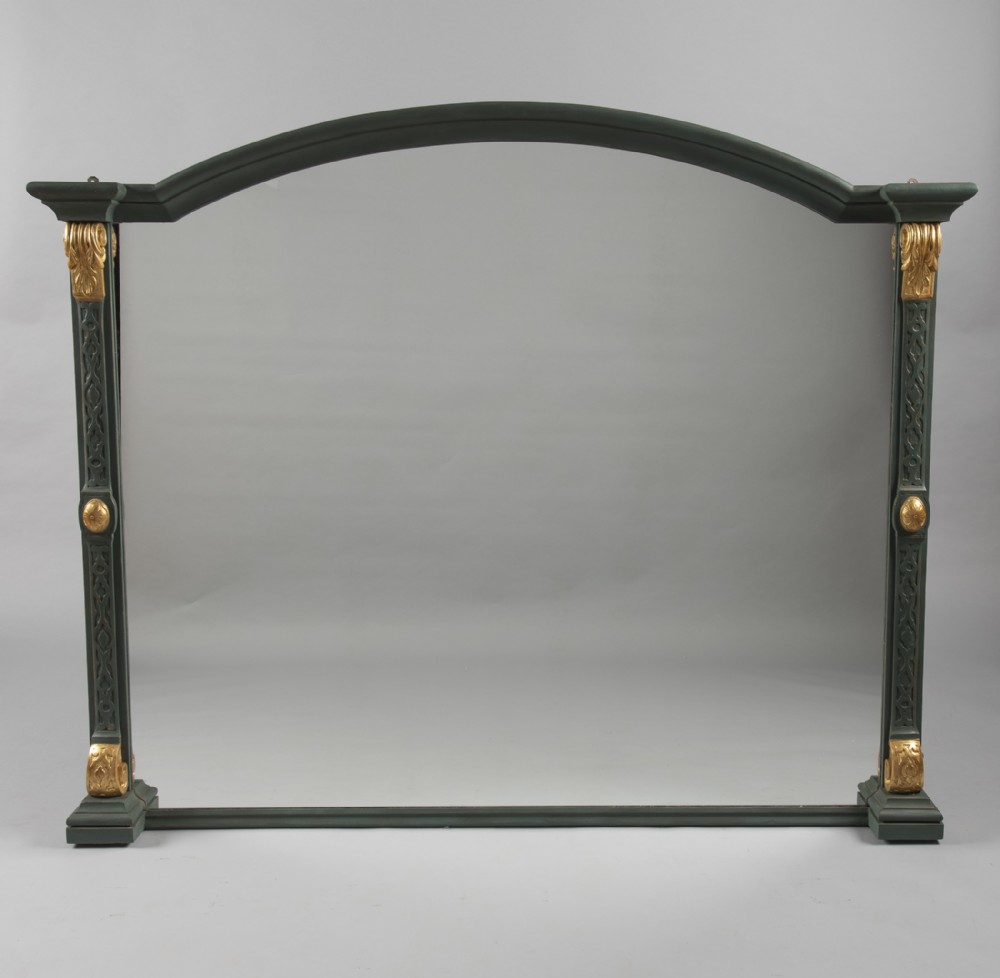 A Large 19th Century English Victorian Painted And Gilt Overmantle Mirror