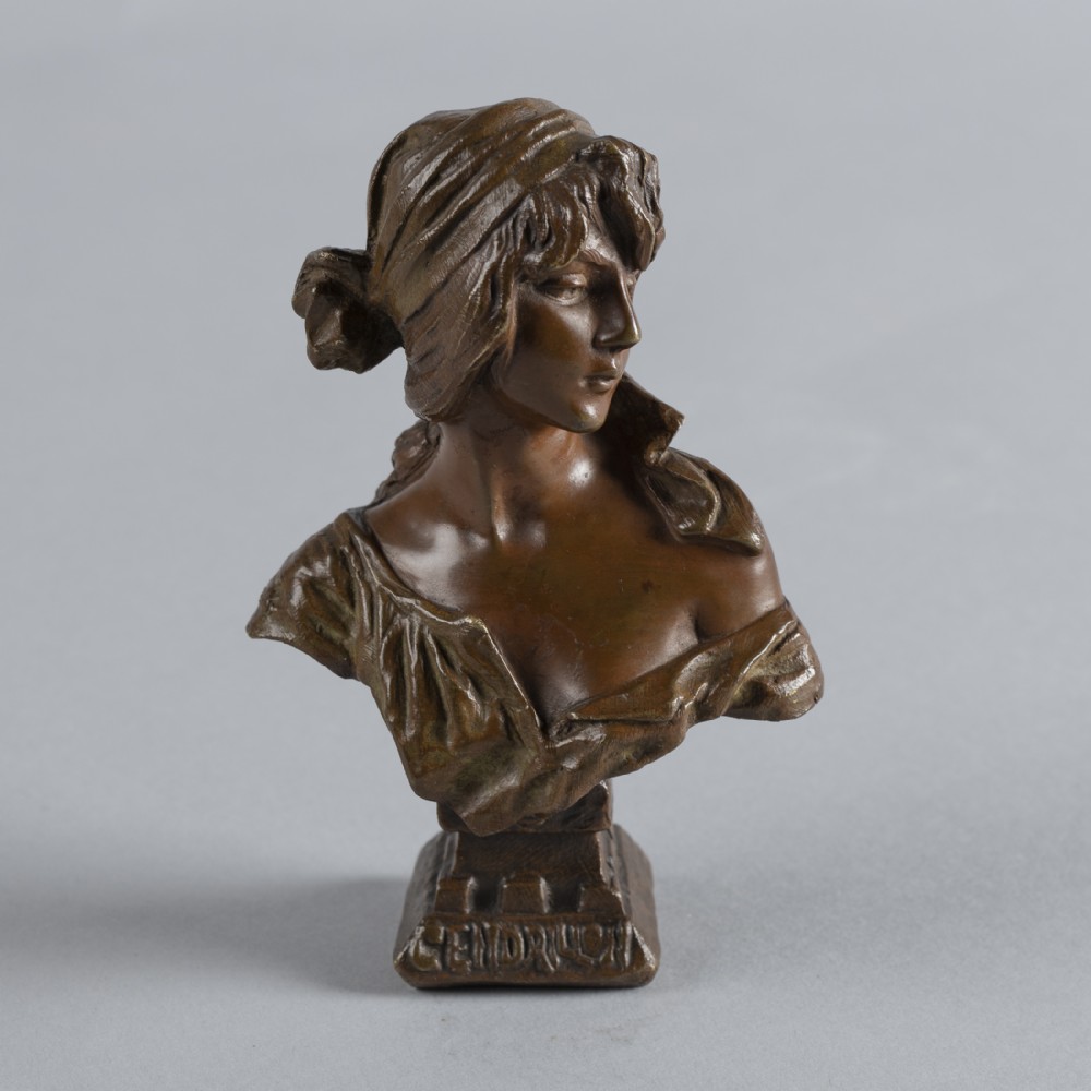 French Art Nouveau Bronze Sculpture By E.Villanis Titled Cendrillon