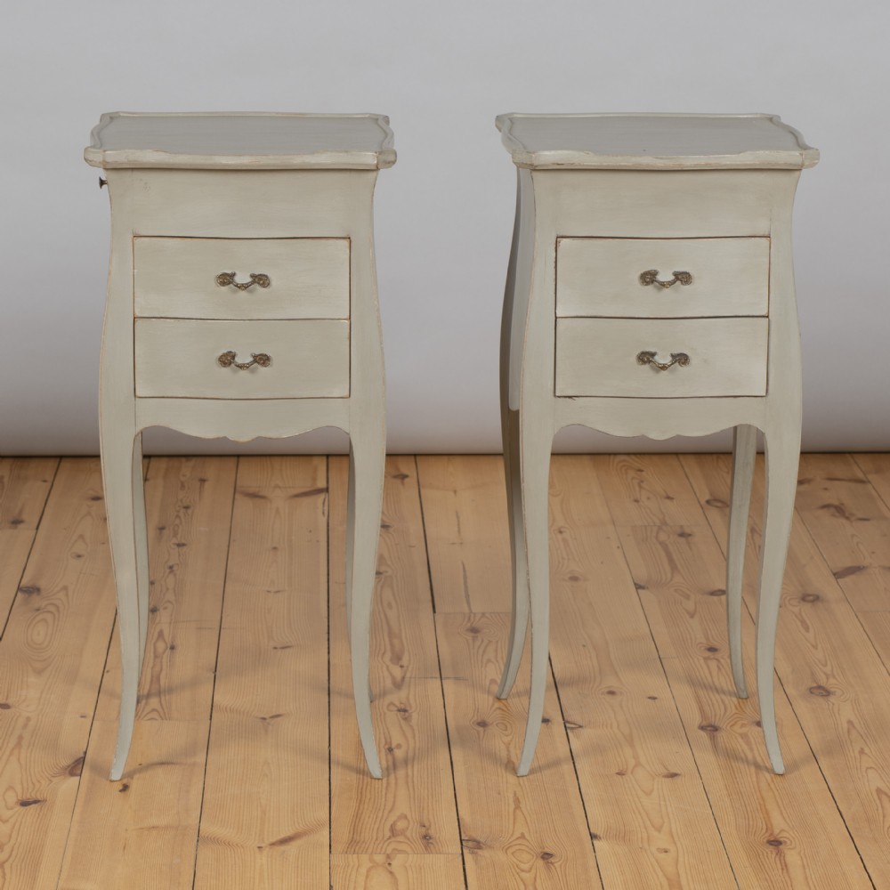 A Pair Large French Painted Bedside Cabinets