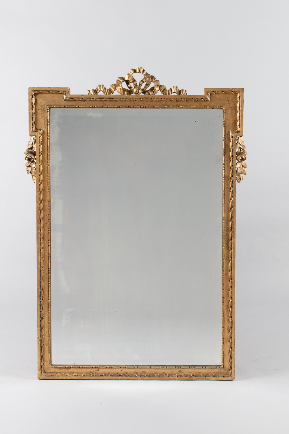 French Ribbon Top Gilt Overmantle Mirror