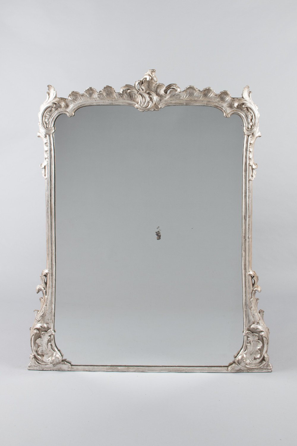 19th Century Large Victorian English Silvered Overmantle Mirror