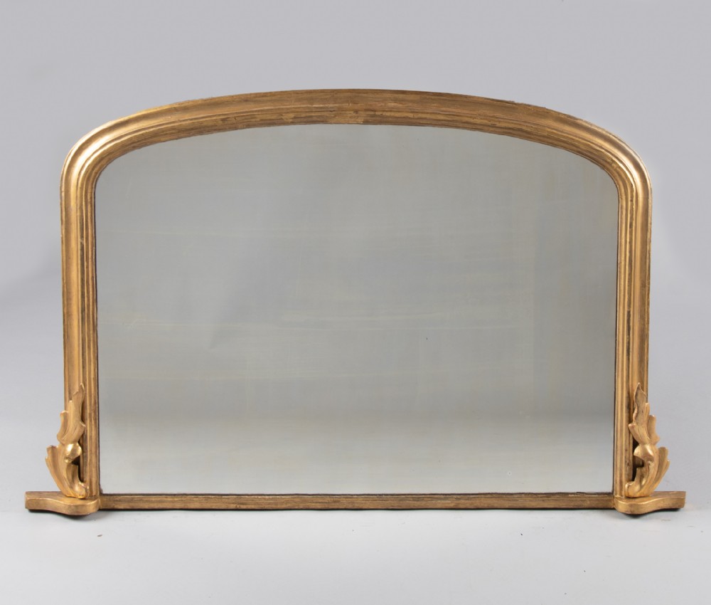 English Victorian Gilt Archtop Overmantle Mirror