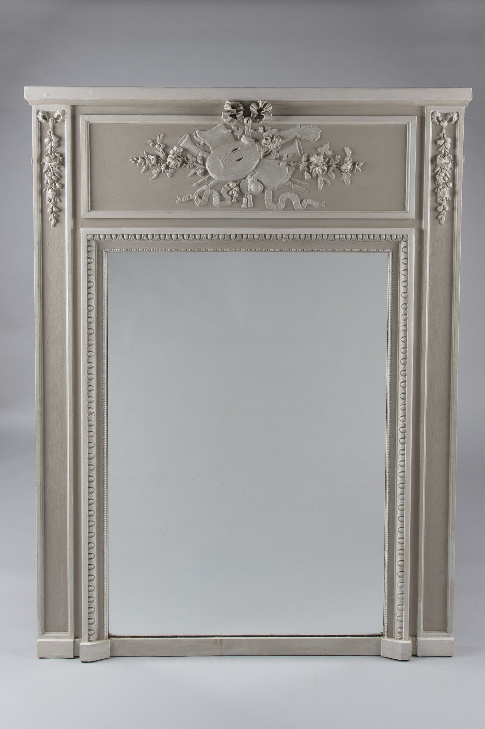 A Large 19th century French Painted Trumeau Overmantle Mirror