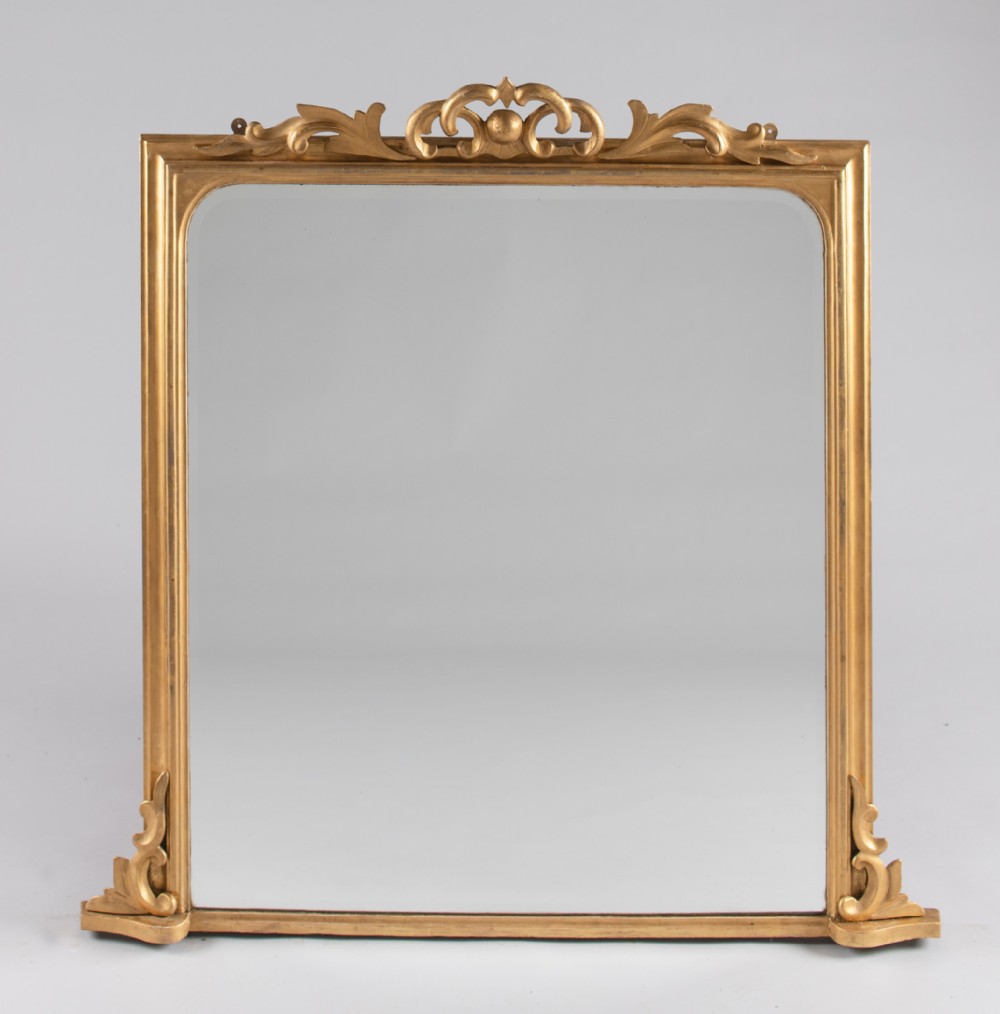 Large English Victorian Gilt Overmantle Mirror