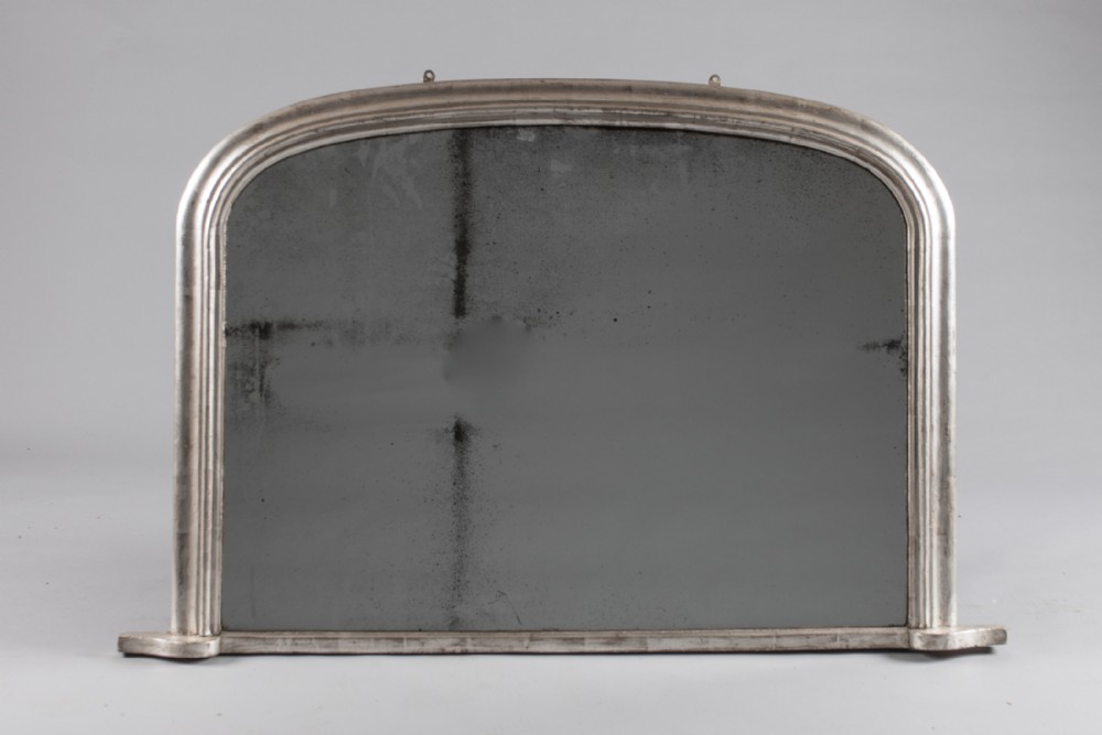 English Victorian Silvered Archtop Overmantle Mirror