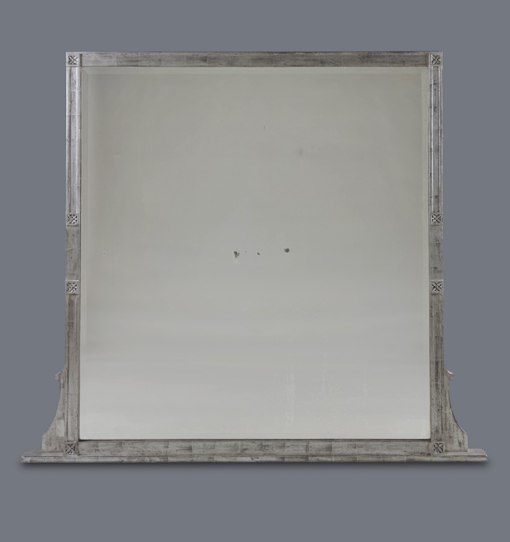 Stunning English Art Deco Silvered Overmantle Mirror