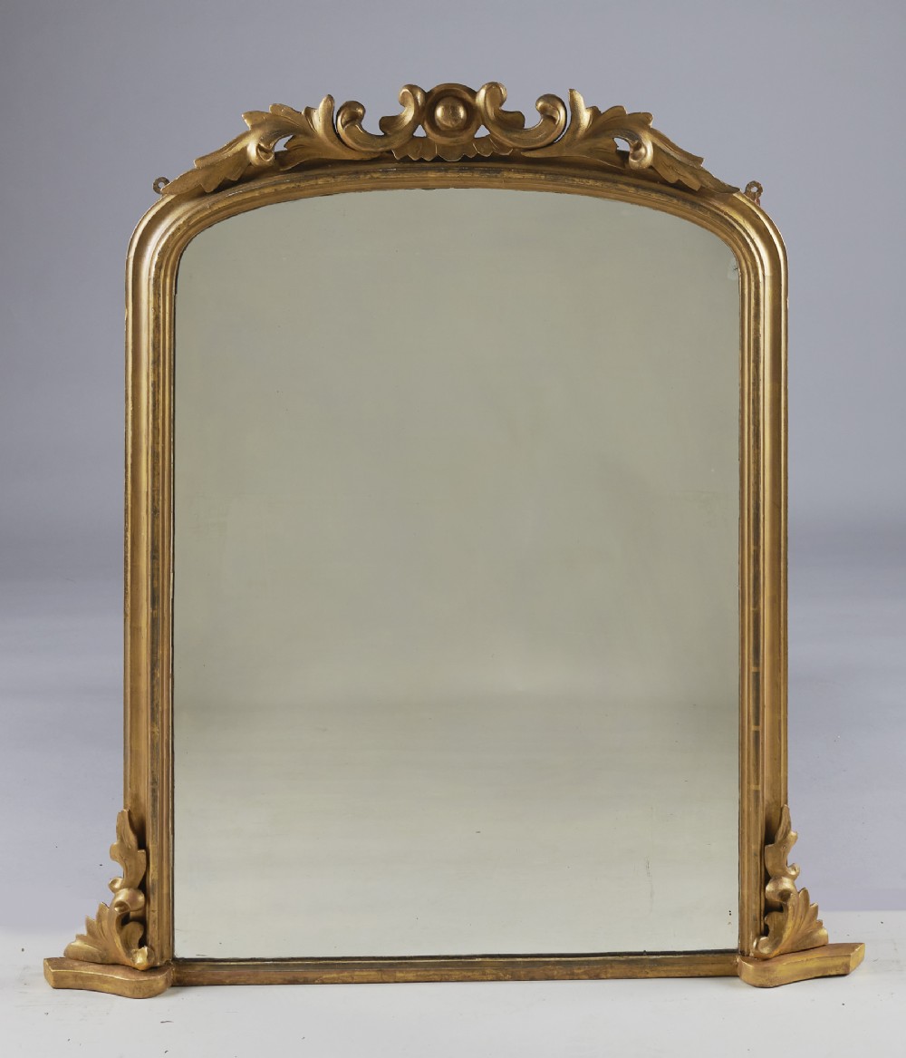 Large English Victorian Gilt Overmantle Mirror