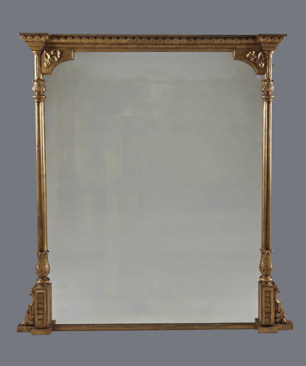 Stunning Large English Victorian Gilt Overmantle Mirror