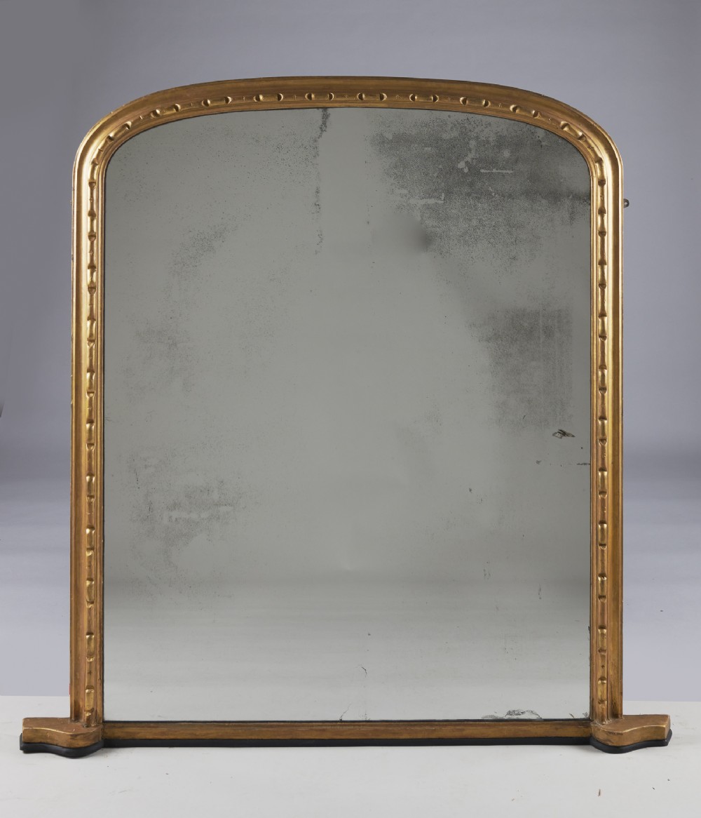Large English Victorian Gilt Overmantle Mirror