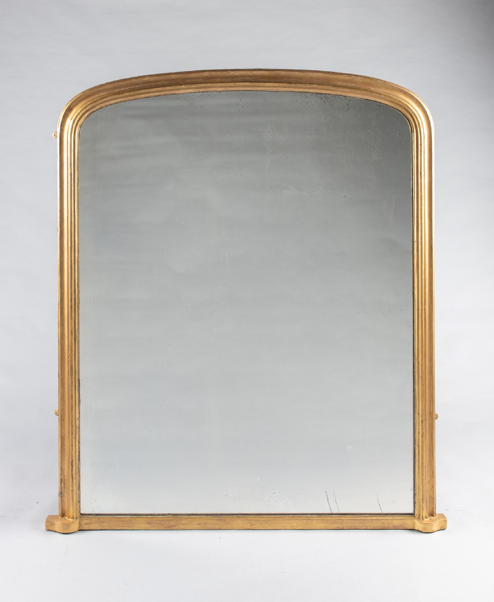 A Large English Victorian Gilt Overmantle Mirror