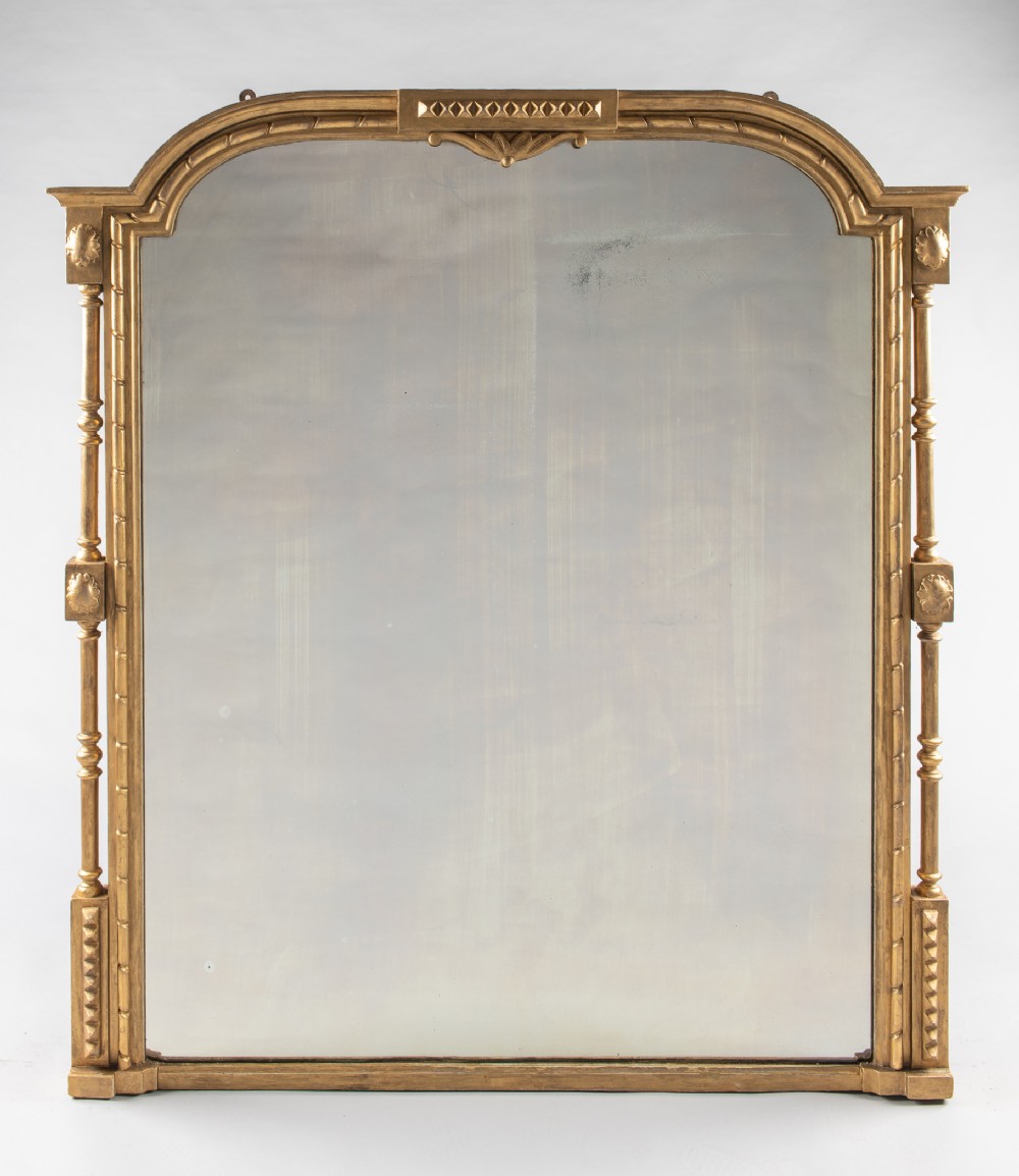 Large English Victorian Gilt Overmantle Mirror