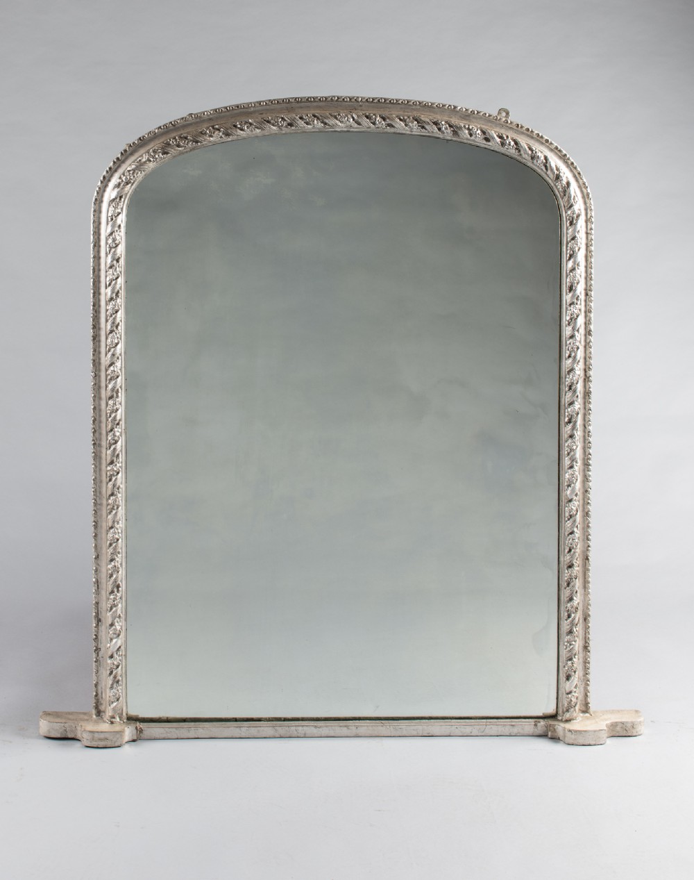 19th Century Victorian English Silvered Overmantle Mirror