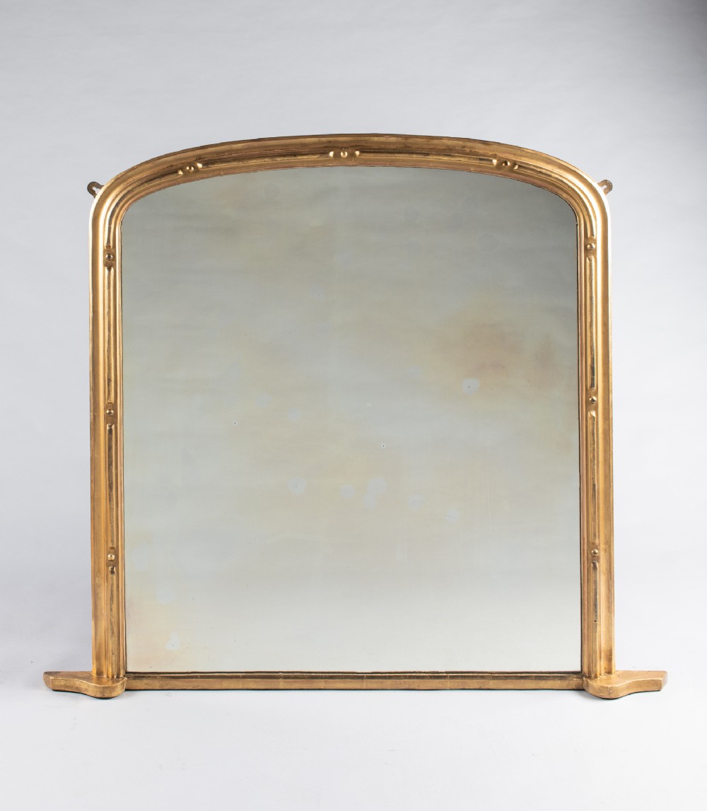 Large 19th Century Victorian English Gilt Overemantle Mirror