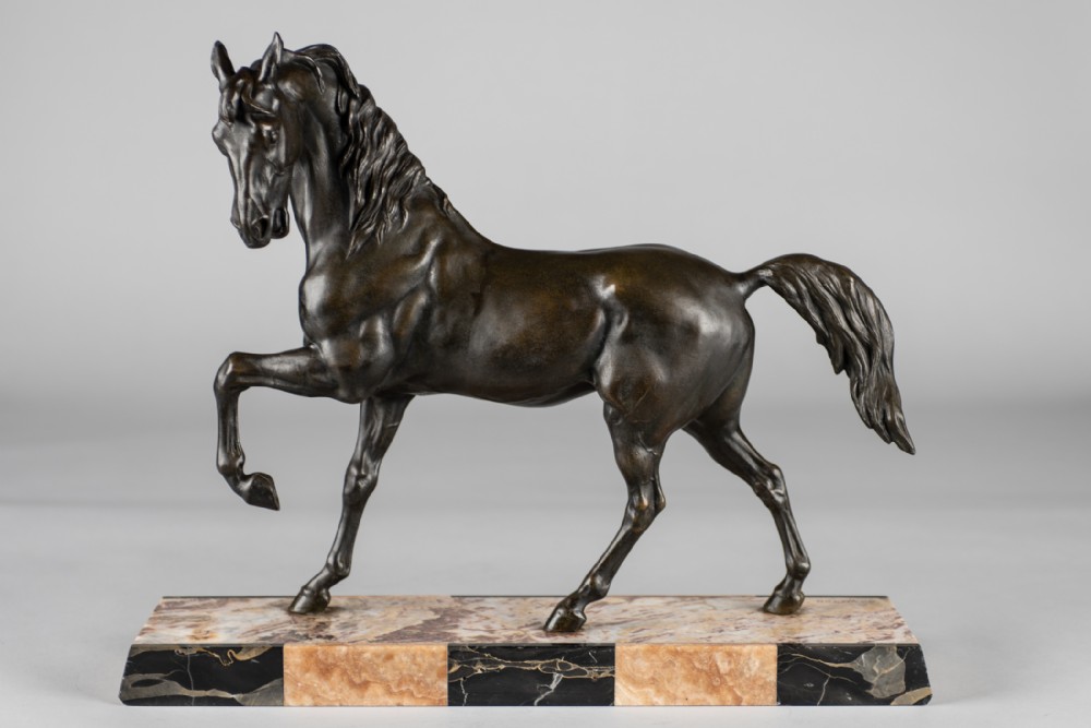 French Art Deco Sculpture Of A Prancing Horse, Signed C.H.VALTON