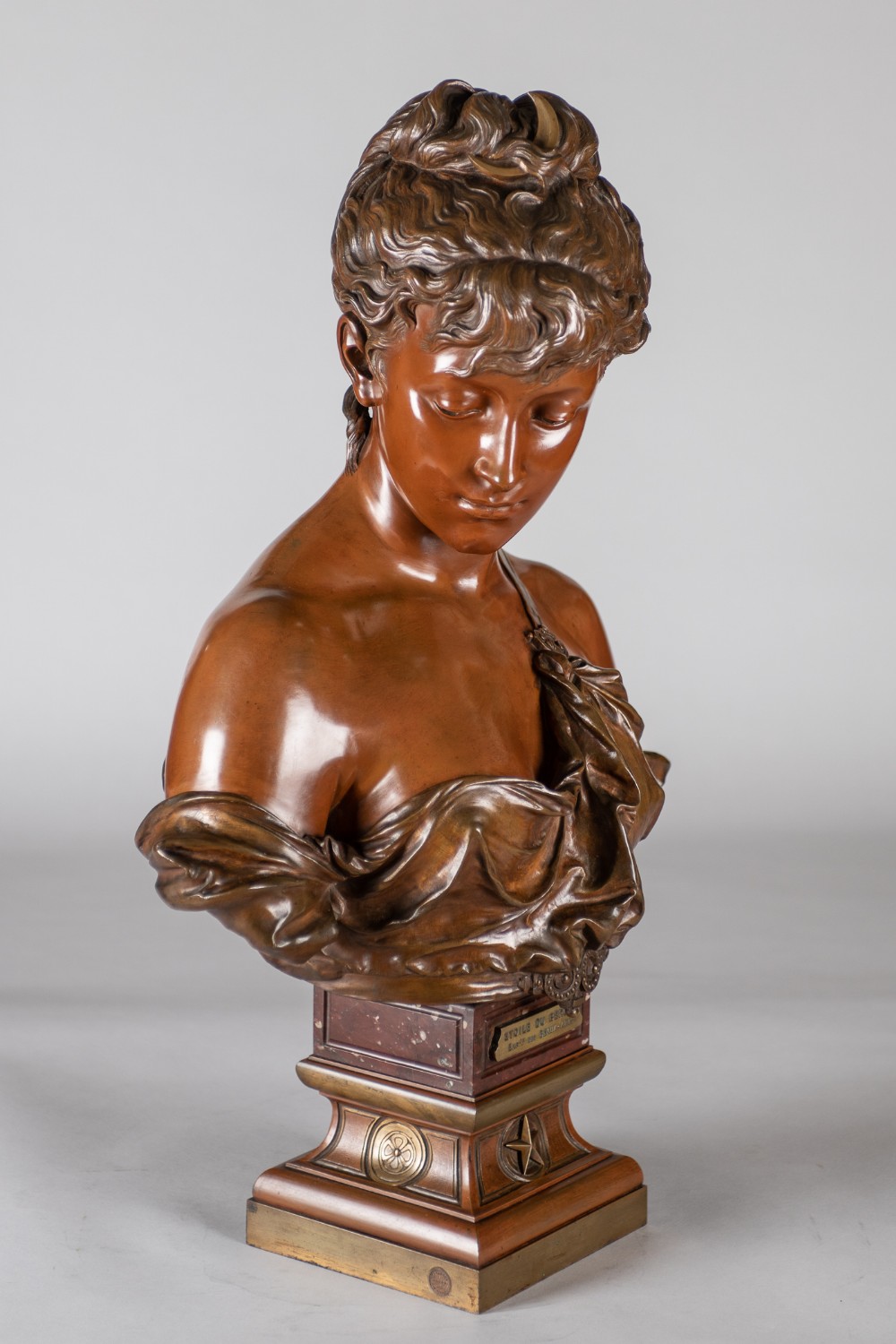  Superb Quality 19th Century French Bronze And Marble Bust, Sculpture By Eutrope Bouret.