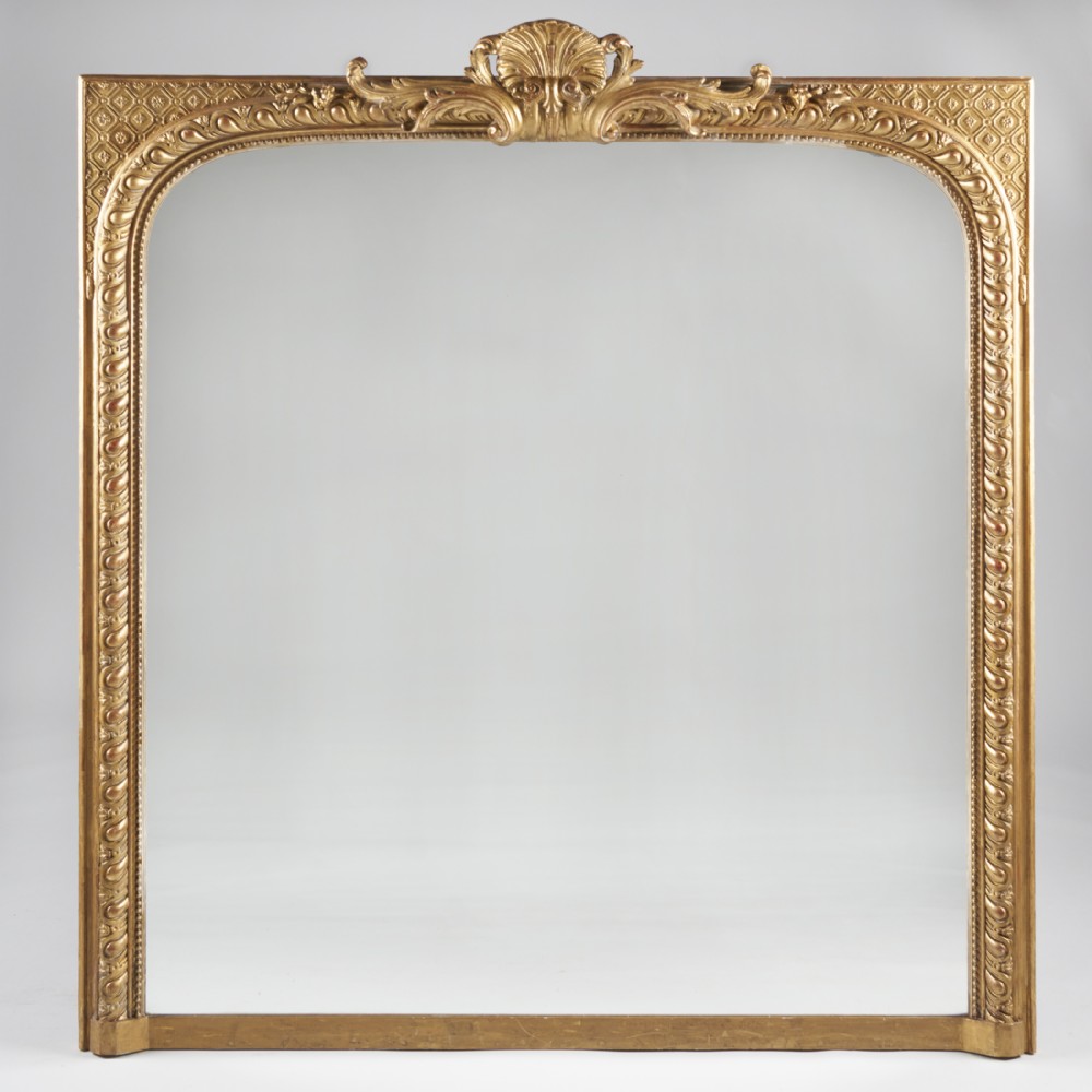 Large 19th Century French Gilt Overmantle Mirror 