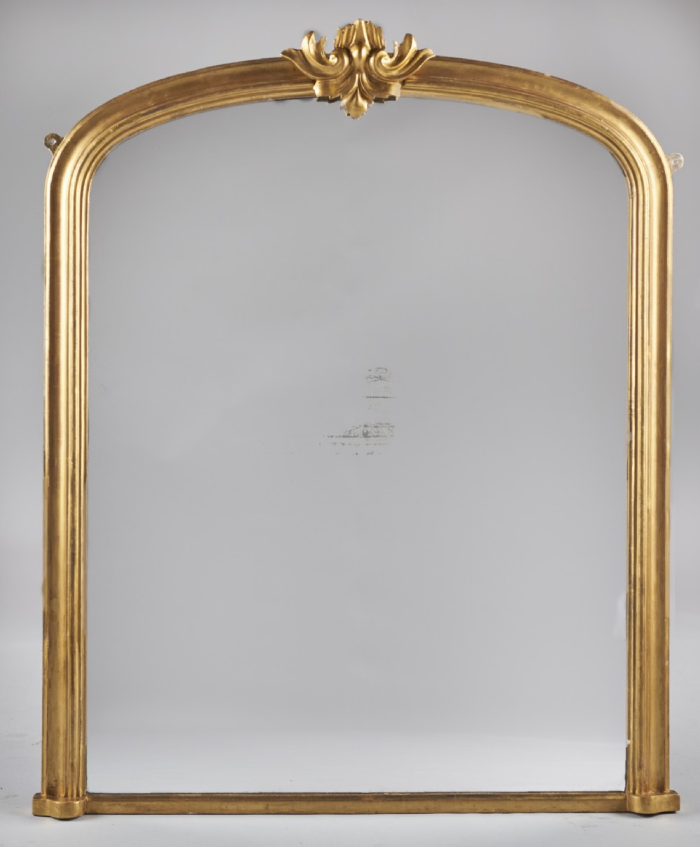 Large 19th Century English Victorian Gilt Overmantle Mirror