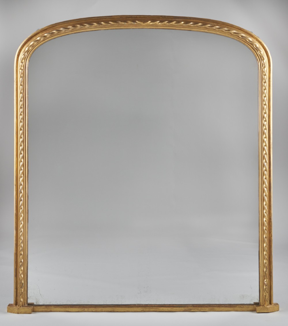 A Large 19th Century English Victorian Gilt Overmantle Mirror
