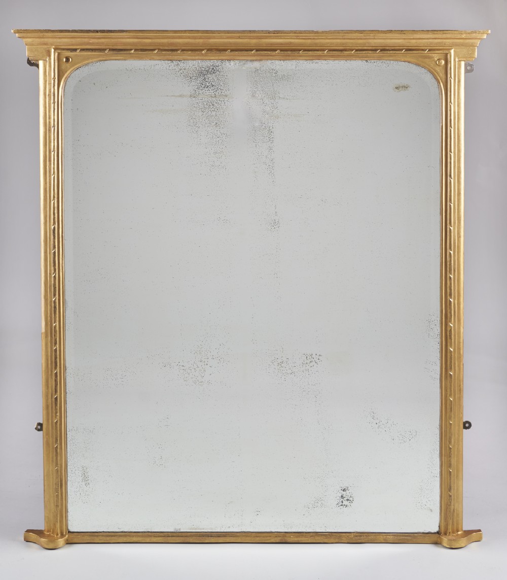 A Large 19th Century English Victorian Gilt Overmantle Mirror