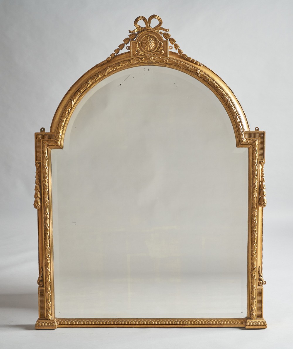 A Large 19th Century English Victorian Gilt Overmantle Mirror