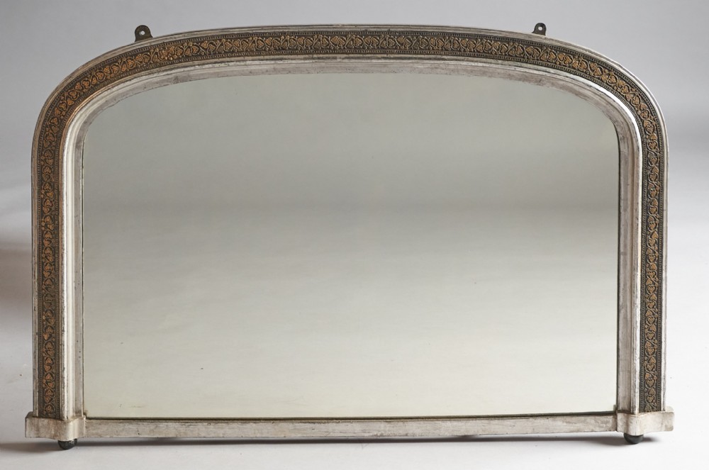 Large 19th Century English Victorian Silver And Gilt Overmantle Mirror