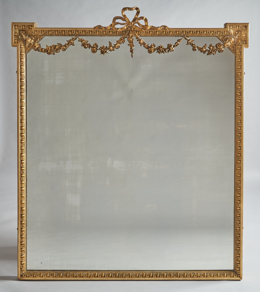A Large 19th Century English Victorian Gilt Overmantle Mirror