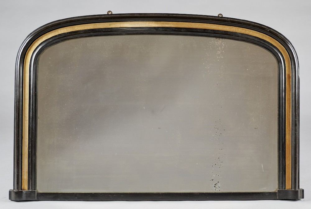 Late 19th Century English Gilt And Ebonized Overmantle Mirror