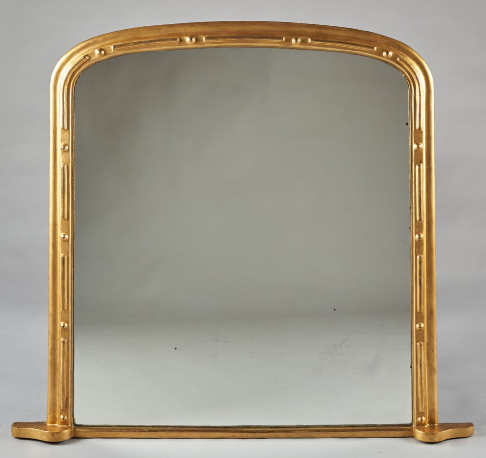 A Large 19th Century English Victorian Gilt Overmantle Mirror