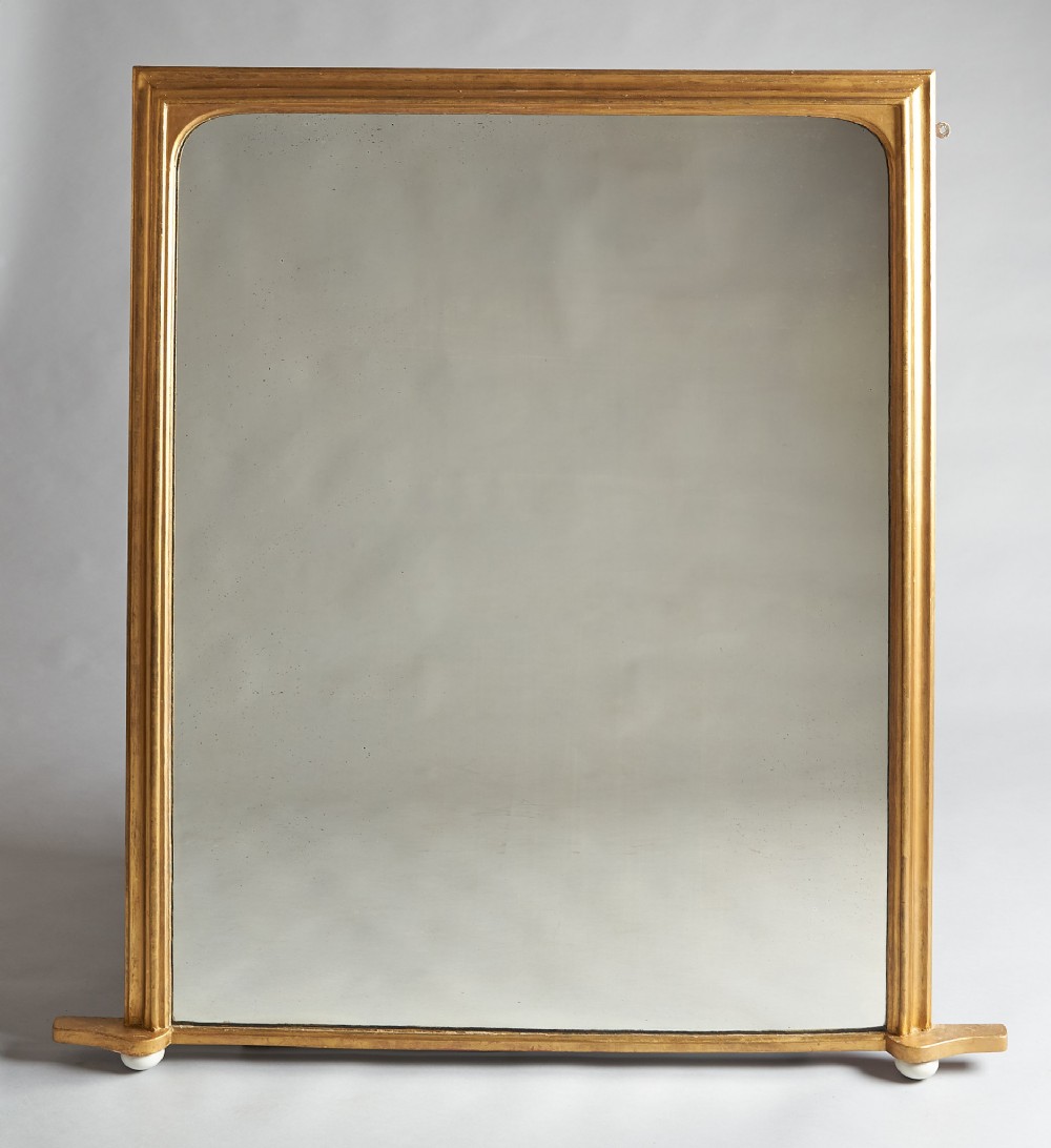 Large English Victorian Gilt Overmantle Mirror